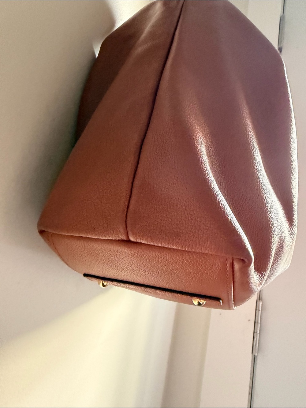 Leather Hobo Shoulder Bag in Cognac Brown - Picture 5 of 10